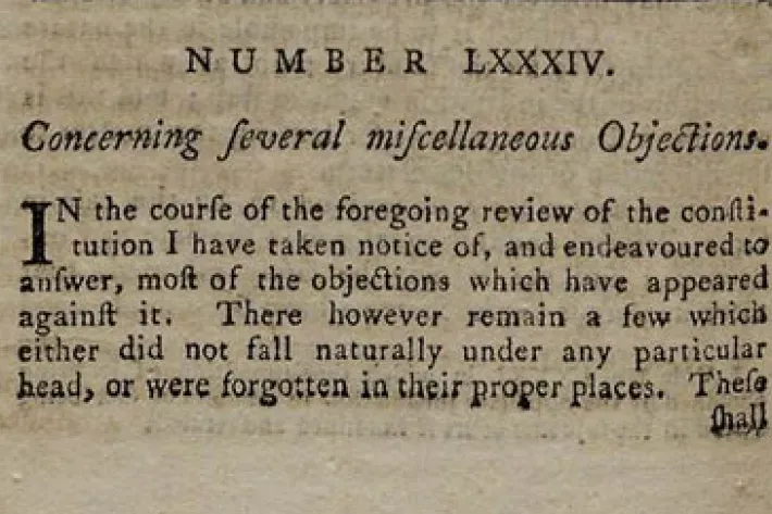 The frontispiece for Federalist 84