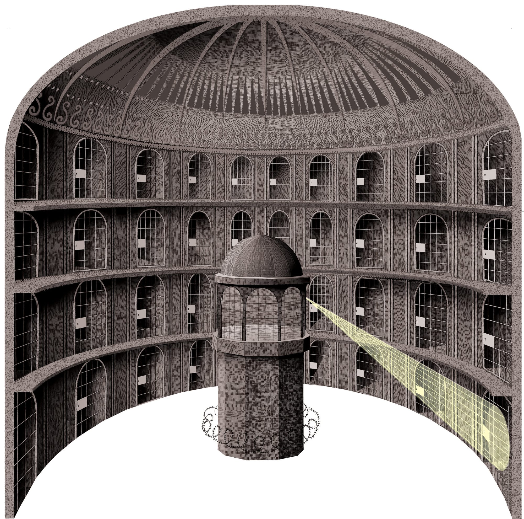 A sketch of Bentham's Panopticon